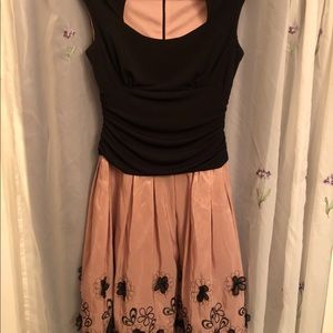 SL Fashions floral dress with lace flowers size 12 black pink